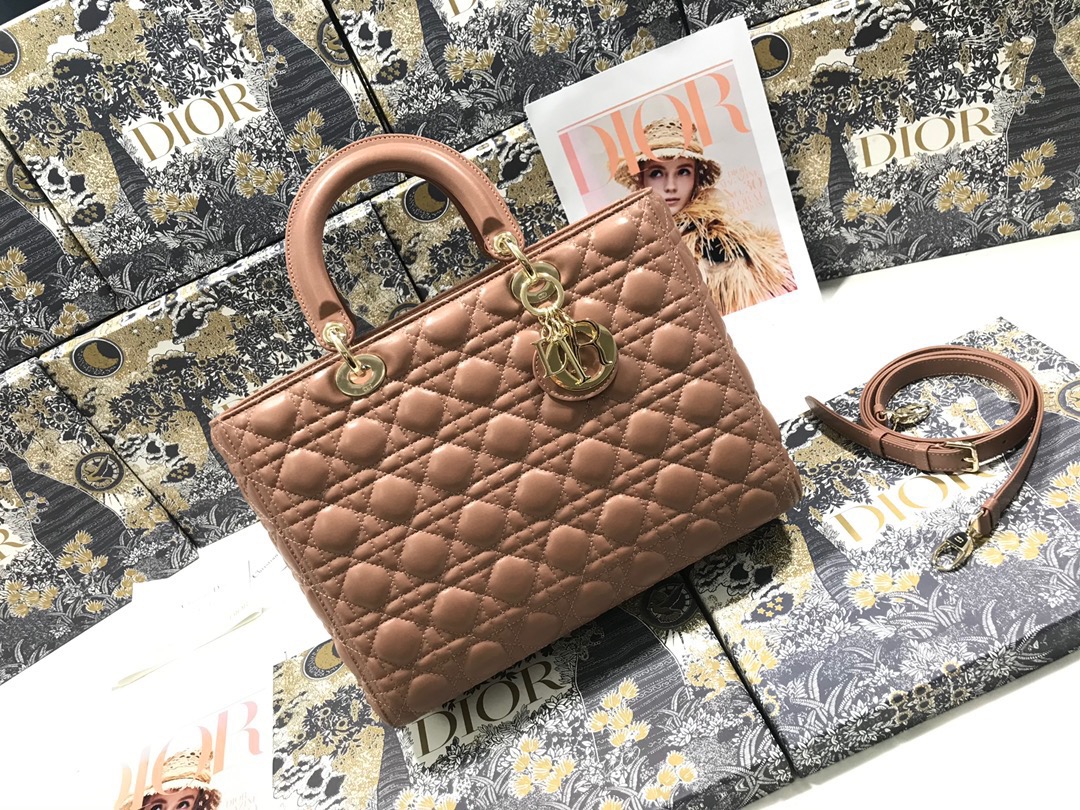 Large Lady Dior Bag Biscuit Cannage Lambskin